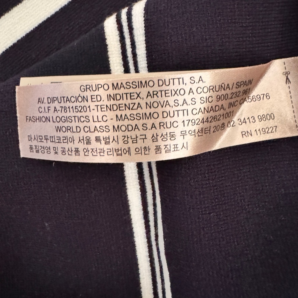 Massimo Dutti Navy Blue and Cream Strip A-Line Skirt - Picture 4 of 6